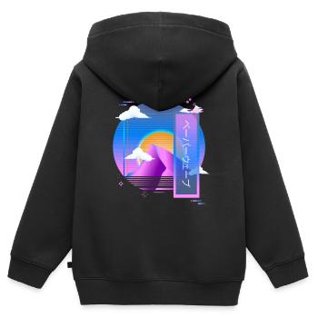Vaporwave Pastell Gothic-Stil Ästhetischer Mix aus Retro - Kinder Premium Organic Zip Hoodie - Schwarz - Hinten - AI Model Kid Male (0cm)