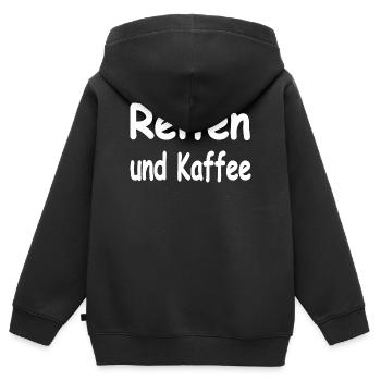 Reiten - Kinder Premium Organic Zip Hoodie - Schwarz - Hinten - AI Model Kid Male (0cm)