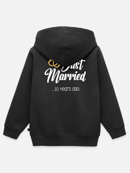 Just Married 10 Years Marriage Married Anniversary - Kids Premium Organic Zip-up Hoodie - black