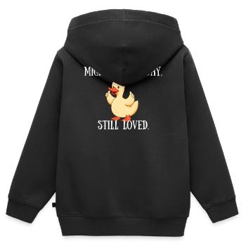 Might Fail Today - Still Loved - Kinder Premium Organic Zip Hoodie - Schwarz - Hinten - AI Model Kid Male (0cm)