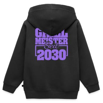2030 - Kinder Premium Organic Zip Hoodie - Schwarz - Hinten - AI Model Kid Male (0cm)