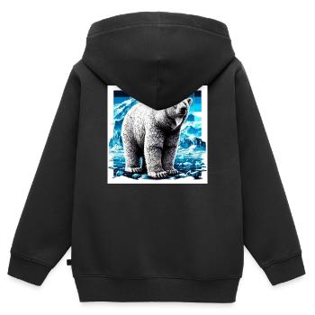 Eisbär - Kinder Premium Organic Zip Hoodie - Schwarz - Hinten - AI Model Kid Male (0cm)