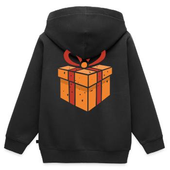 Cartoon Geschenkbox im Retro Stil - Kinder Premium Organic Zip Hoodie - Schwarz - Hinten - AI Model Kid Male (0cm)