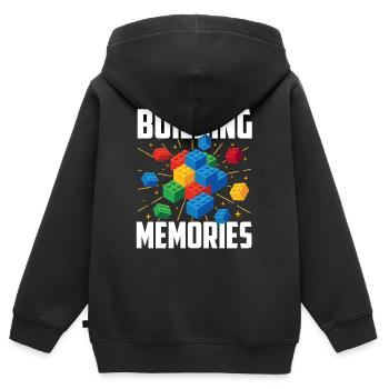 Construire des souvenirs Constructeur de briques Bâtiment en bloc - Sweat Premium à capuche zippé enfant bio - noir - Dos - AI Model Kid Male (0cm)