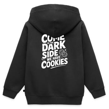 Kommen Sie zur dunklen Seite, wir haben Kekse - Kinder Premium Organic Zip Hoodie - Schwarz - Hinten - AI Model Kid Male (0cm)