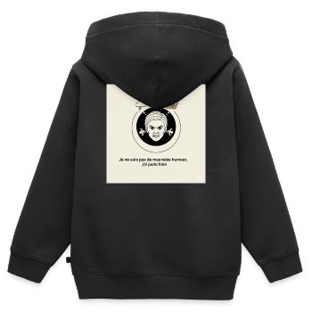 Furious Hunger: Angry Face and Snack - Kids Premium Organic Zip-up Hoodie - black - Back - AI Model Kid Male (0cm)