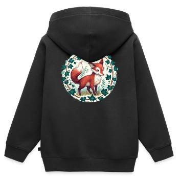 Efeu Fuchs Kreis - Kinder Premium Organic Zip Hoodie - Schwarz - Hinten - AI Model Kid Male (0cm)