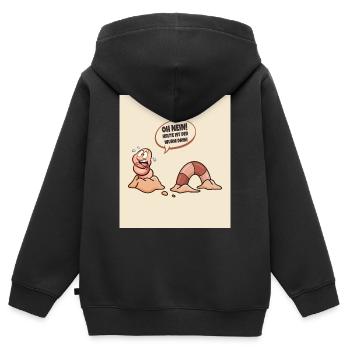 Heute ist der Wurm drin! - Kinder Premium Organic Zip Hoodie - Schwarz - Hinten - AI Model Kid Male (0cm)