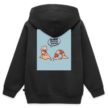 Oh nein! Heute ist der Wurm drin! - Kinder Premium Organic Zip Hoodie - Schwarz - Hinten - AI Model Kid Male (0cm)