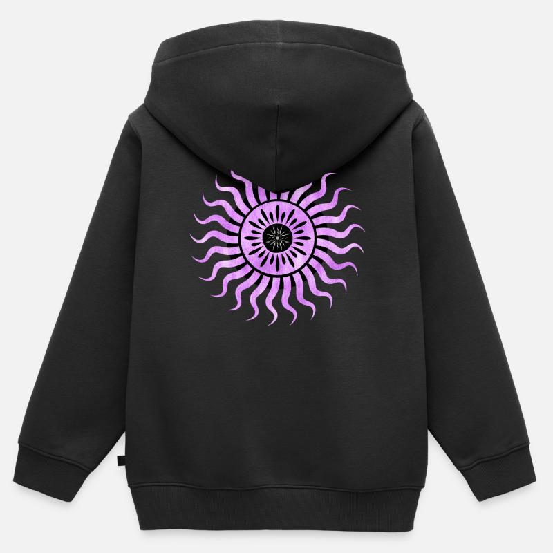 Soleil Violet Rêveur - Sweat Premium à capuche zippé enfant bio - noir