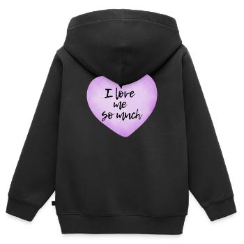 I love me so much - Selflove Statement  - Kinder Premium Organic Zip Hoodie - Schwarz - Hinten - AI Model Kid Male (0cm)