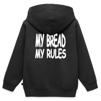 Brot - Kinder Premium Organic Zip Hoodie - Schwarz - Hinten - AI Model Kid Male (0cm)