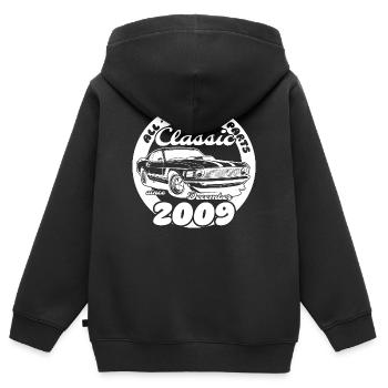 16. Geburtstag - Klassiker Musclecar 12/2009 - Kinder Premium Organic Zip Hoodie - Schwarz - Hinten - AI Model Kid Male (0cm)
