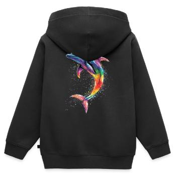 Dauphin Plongeur Dauphins Océan Dauphins mignons Dauphin - Sweat Premium à capuche zippé enfant bio - noir - Dos - AI Model Kid Male (0cm)