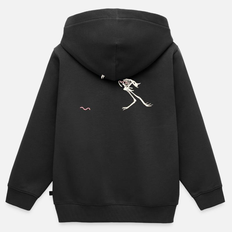 Poule en coquille libre et heureuse - Sweat Premium à capuche zippé enfant bio - noir
