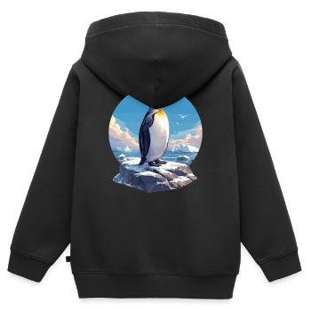 Pingouins Pingouin - Sweat Premium à capuche zippé enfant bio - noir - Dos - AI Model Kid Male (0cm)