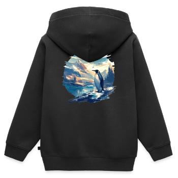 Pingouins Pingouin - Sweat Premium à capuche zippé enfant bio - noir - Dos - AI Model Kid Male (0cm)