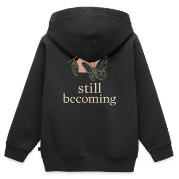 Croissance consciente, Renouvellement printanier, - Sweat Premium à capuche zippé enfant bio - noir - Dos - AI Model Kid Male (0cm)