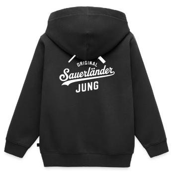 Sauerländer Jung Merch – La fierté du Sauerland - Sweat Premium à capuche zippé enfant bio - noir - Dos - AI Model Kid Male (0cm)