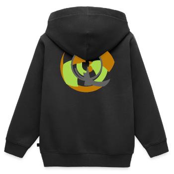 Spiralförmige Umlaufbahn Abstrakte Geometrie - Kinder Premium Organic Zip Hoodie - Schwarz - Hinten - AI Model Kid Male (0cm)