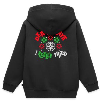 Cher Père Noël, j’ai vraiment essayé l’humour de Noël drôle - Sweat Premium à capuche zippé enfant bio - noir - Dos - AI Model Kid Male (0cm)