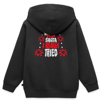 Cher Père Noël, j’ai vraiment essayé l’humour de Noël drôle - Sweat Premium à capuche zippé enfant bio - noir - Dos - AI Model Kid Male (0cm)