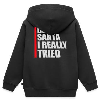 Cher Père Noël, j’ai vraiment essayé l’humour de Noël drôle - Sweat Premium à capuche zippé enfant bio - noir - Dos - AI Model Kid Male (0cm)