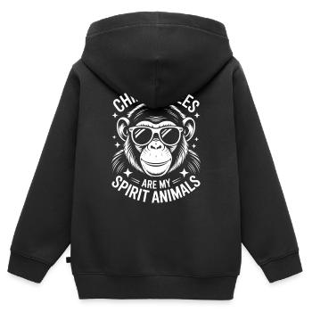 Chimpanzé disant singe drôle chimpanzé cadeau - Sweat Premium à capuche zippé enfant bio - noir - Dos - AI Model Kid Male (0cm)