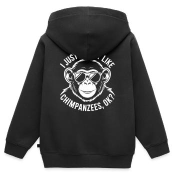 Chimpanzé disant singe drôle chimpanzé cadeau - Sweat Premium à capuche zippé enfant bio - noir - Dos - AI Model Kid Male (0cm)