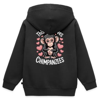 Chimpanzé disant singe drôle chimpanzé cadeau - Sweat Premium à capuche zippé enfant bio - noir - Dos - AI Model Kid Male (0cm)
