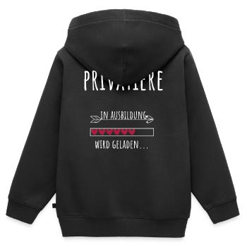 Mode de vie Profession Éducation Futurs corsaires - Sweat Premium à capuche zippé enfant bio - noir - Dos - AI Model Kid Male (0cm)