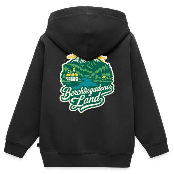 Berchtesgadener Land Bavière - Sweat Premium à capuche zippé enfant bio - noir - Dos - AI Model Kid Male (0cm)