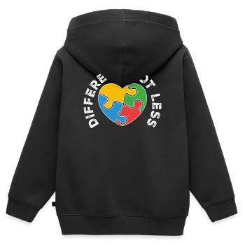 PuzzleHeart Diversity combine les couleurs - Sweat Premium à capuche zippé enfant bio - noir - Dos - AI Model Kid Male (0cm)