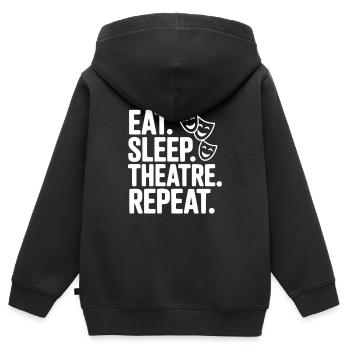 Manger, dormir, théâtre, répéter - Sweat Premium à capuche zippé enfant bio - noir - Dos - AI Model Kid Male (0cm)