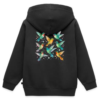 Bunte Kolibris in Aquarell – Leichtigkeit & Farbe - Kinder Premium Organic Zip Hoodie - Schwarz - Hinten - AI Model Kid Male (0cm)
