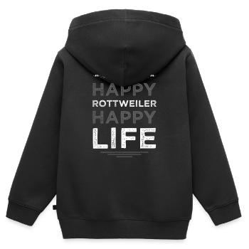 Rottweiler Lebensfreude Design - Kinder Premium Organic Zip Hoodie - Schwarz - Hinten - AI Model Kid Male (0cm)