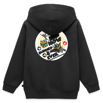 1423-snow_buddies_geel - Sweat Premium à capuche zippé enfant bio - noir - Dos - AI Model Kid Male (0cm)