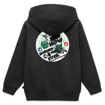 1423-snow_buddies_groen - Sweat Premium à capuche zippé enfant bio - noir - Dos - AI Model Kid Male (0cm)