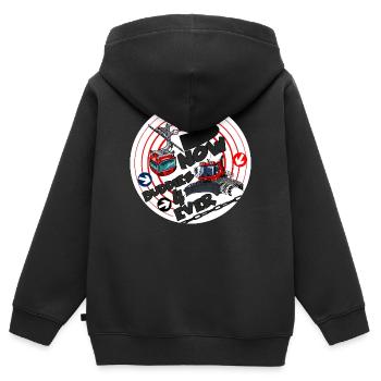 1423-snow_buddies_rood - Sweat Premium à capuche zippé enfant bio - noir - Dos - AI Model Kid Male (0cm)