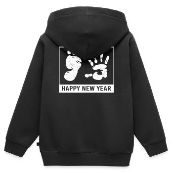 Gender Reveal Silvester - Kinder Premium Organic Zip Hoodie - Schwarz - Hinten - AI Model Kid Male (0cm)