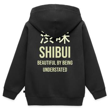 Shibui Minimalisme Épuré - Sweat Premium à capuche zippé enfant bio - noir - Dos - AI Model Kid Male (0cm)