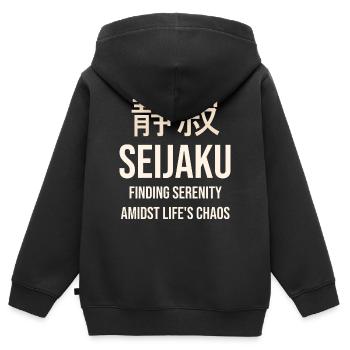 Seijaku-Gelassenheit im Herzen des Chaos - Kinder Premium Organic Zip Hoodie - Schwarz - Hinten - AI Model Kid Male (0cm)