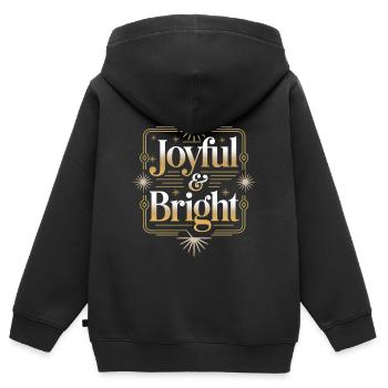 Éclat doré joyeux et brillant - Sweat Premium à capuche zippé enfant bio - noir - Dos - AI Model Kid Male (0cm)