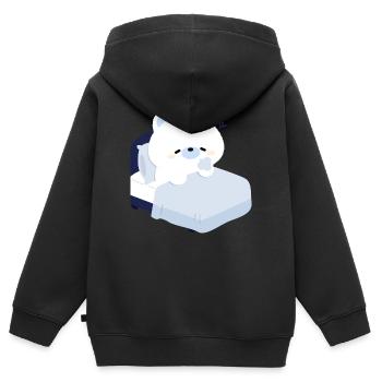 Verträumter Eisbär auf kuscheligem Bett - Kinder Premium Organic Zip Hoodie - Schwarz - Hinten - AI Model Kid Male (0cm)