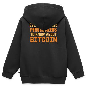 Bitcoin informé - Sweat Premium à capuche zippé enfant bio - noir - Dos - AI Model Kid Male (0cm)