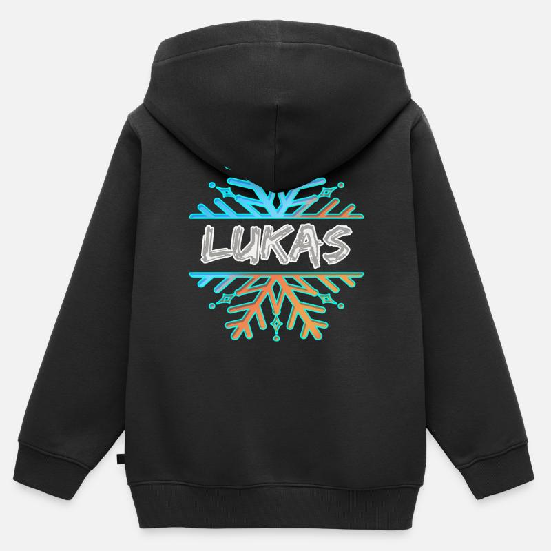Lukas - Felpa Premium con cappuccio con zip bambino bio - nero