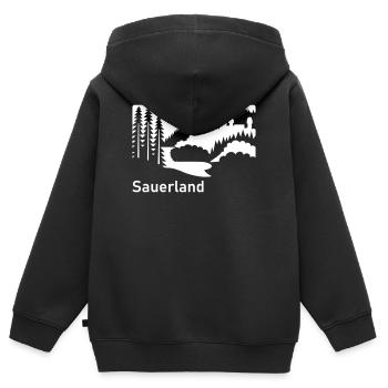 Sauerland silhouette paysage panneau routier - Sweat Premium à capuche zippé enfant bio - noir - Dos - AI Model Kid Male (0cm)