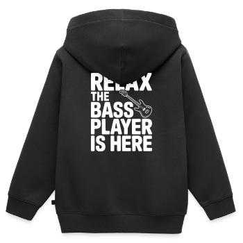 Entspannt euch, der Bassist ist da! - Kinder Premium Organic Zip Hoodie - Schwarz - Hinten - AI Model Kid Male (0cm)