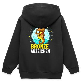 Bronze Badge Swimming Course Passed - Kids Premium Organic Zip-up Hoodie - black - Back - AI Model Kid Male (0cm)