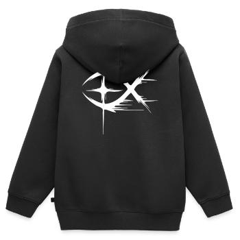 Jesus Fisch+Kreuz Modern - Kinder Premium Organic Zip Hoodie - Schwarz - Hinten - AI Model Kid Male (0cm)